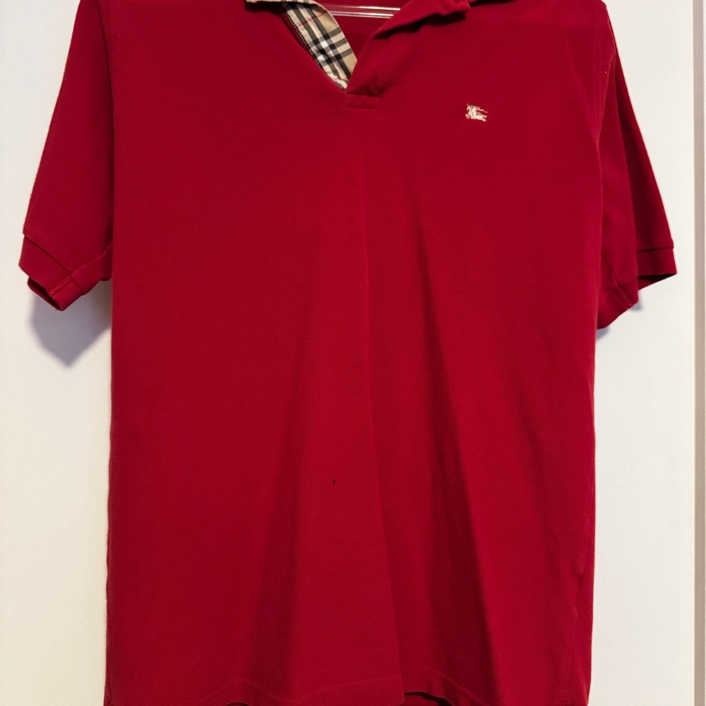 Men's Red Burberry Polo Shirt
